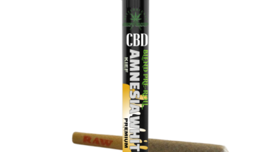 CBD Pre-roll Amnesia White - Kief Blend Infused Pre-roll with Black Child-Resistant Pre-Roll Tube packaging