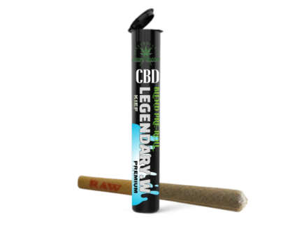 CBD Pre-roll Legendary White - Kief Blend Infused Pre-roll with Black Child-Resistant Pre-Roll Tube packaging