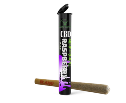 CBD Pre-roll Raspberry - Kief Blend Infused Pre-roll with Black Child-Resistant Pre-Roll Tube packaging