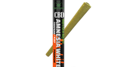 Amnesia White - Terpene & Kief-Infused Blunt with Black Child-Resistant Pre-Roll Tube packaging