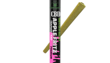 Apple Fritz - Terpene & Kief-Infused Blunt with Black Child-Resistant Pre-Roll Tube packaging