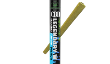 Legendary White - Diamond & Terpene-Infused Blunt with Black Child-Resistant Pre-Roll Tube packaging